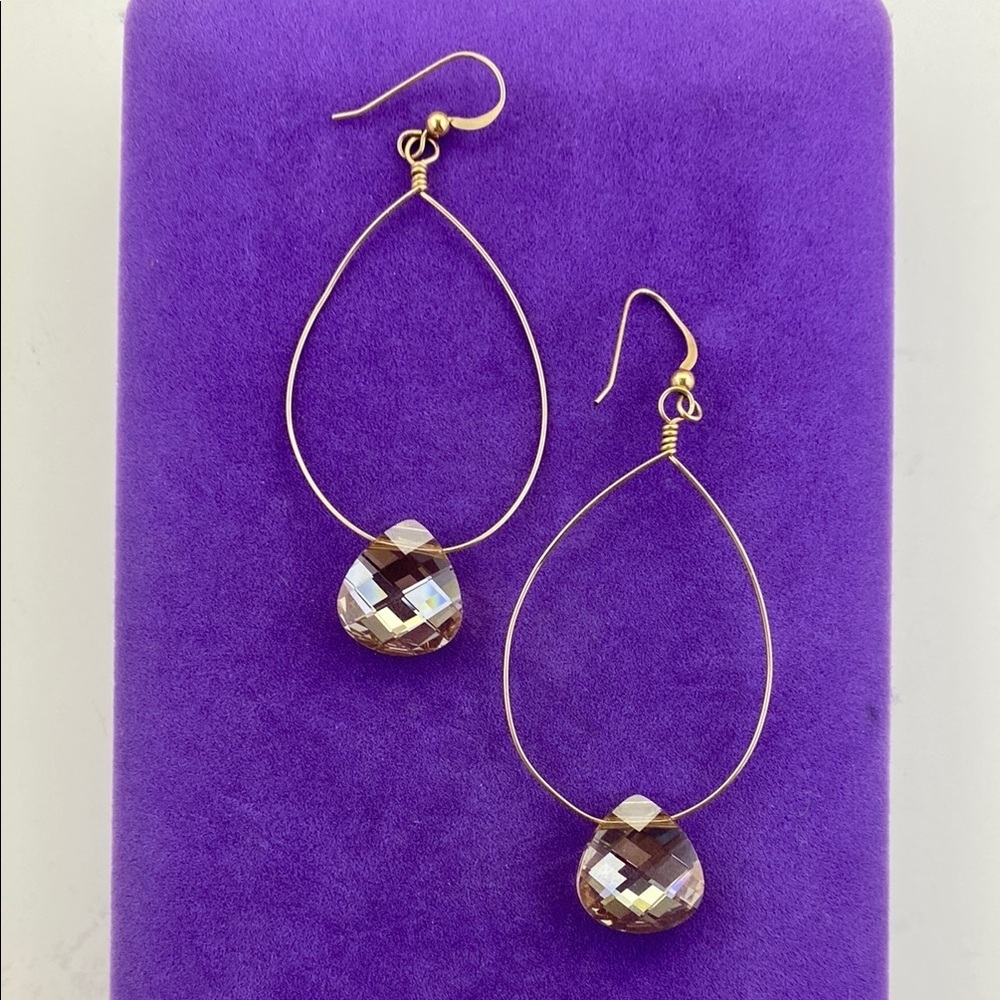 💛 Elegant 14k Gold Filled Champagne Teardrop Earrings